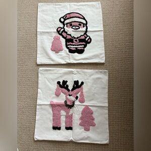 2 18 in zip up bottom embroidered Santa Claus pillow covers Pillows not included
